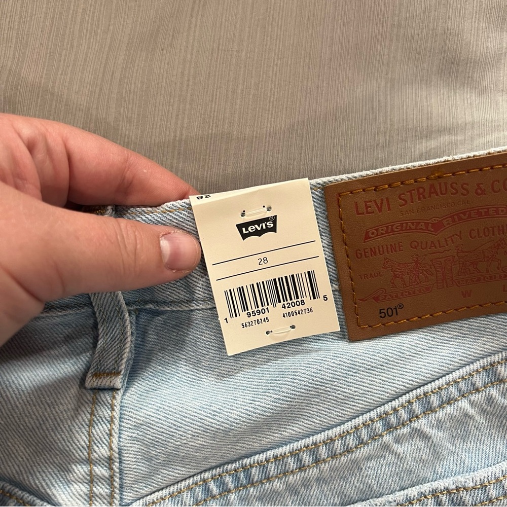 Levi's Blue Jean Shorts Distressed High-Waisted - Picture 3 of 5
